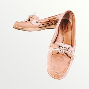 SPERRY TOP-SIDER ~Tan Leather Leopard Print, Women's Size 9